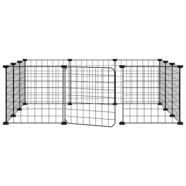 vidaXL 12 paneles fekete acél kisállatketrec ajtóval 35 x 35 cm 171623