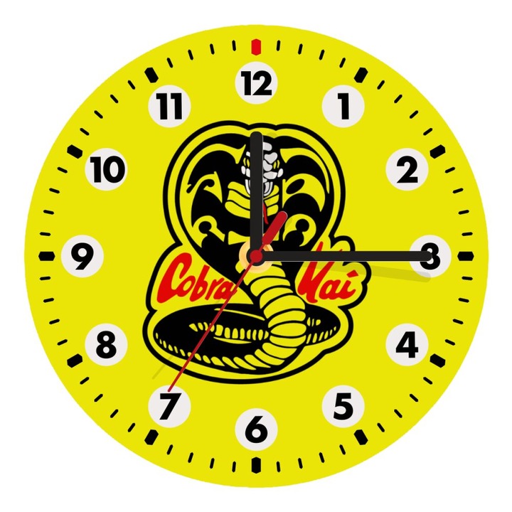 Ceas decorativ din lemn, Cobra Kai, 20 cm
