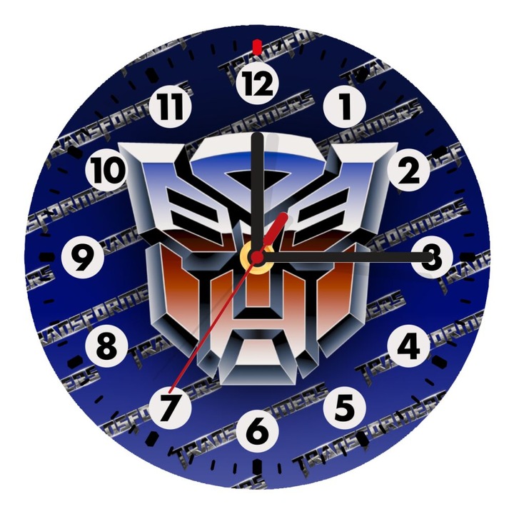 Ceas decorativ din lemn, Transformers, 20 cm