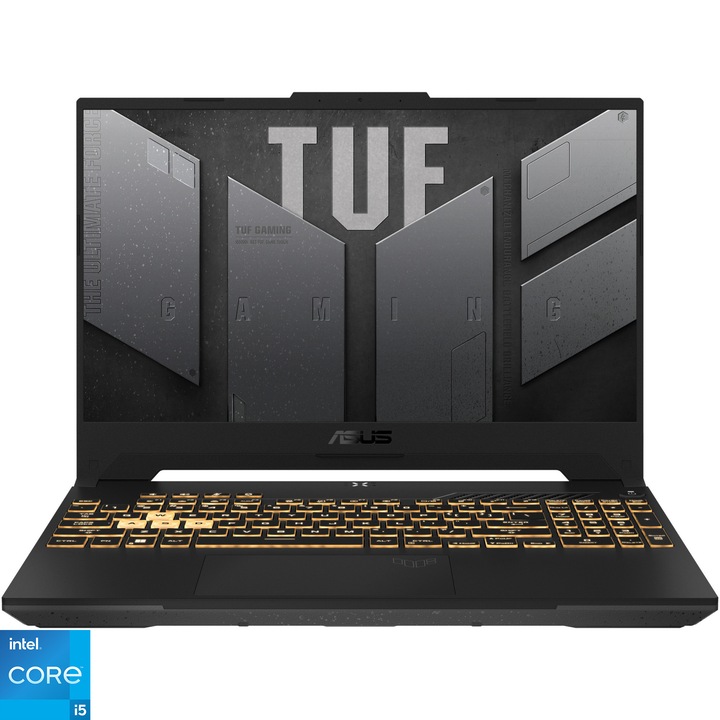 Laptop Gaming ASUS TUF F15 FX507ZC4 cu procesor Intel® Core™ i5-12500H pana la 4.50 GHz, 15.6", Full HD, IPS, 144Hz, 16GB, 1TB SSD, NVIDIA® GeForce RTX™ 3050 4GB GDDR6 TGP 95W, No OS, Mecha Gray