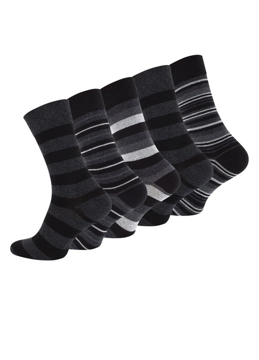 Set 5 perechi sosete barbati VCA, Bumbac/Poliester, Negru/Gri, Negru/Gri, 39-42