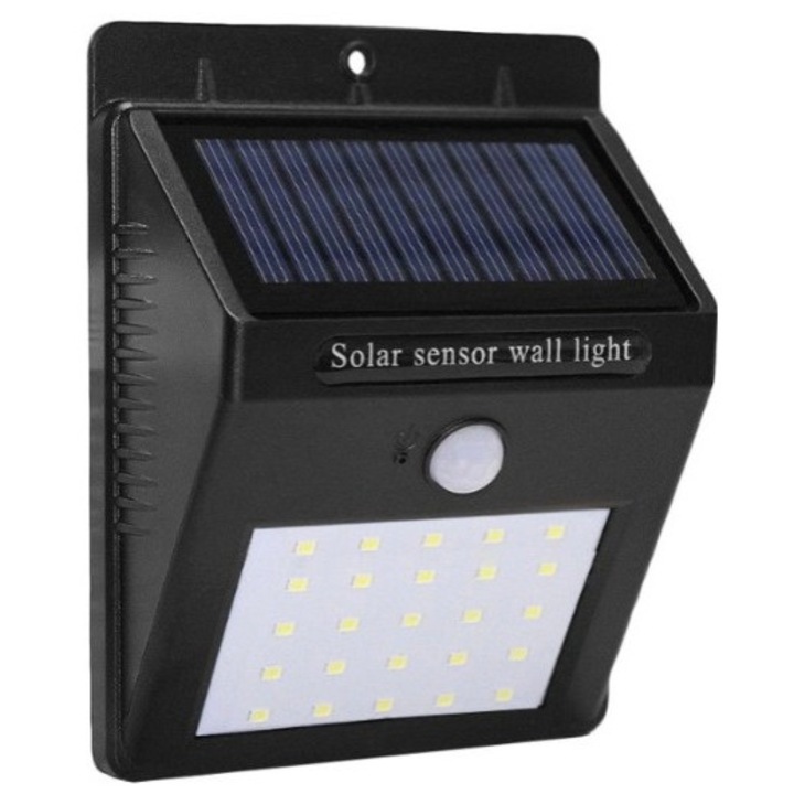 Соларна лампа с 30 LED лампи, черна, Стенна