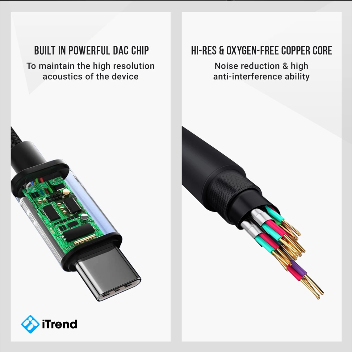 Casti iTrend, Stereo cu conector USB-C, 1.2m, comenzi, functie apel si microfon pe fir, format Semi In-Ear, universale, H259, Negru