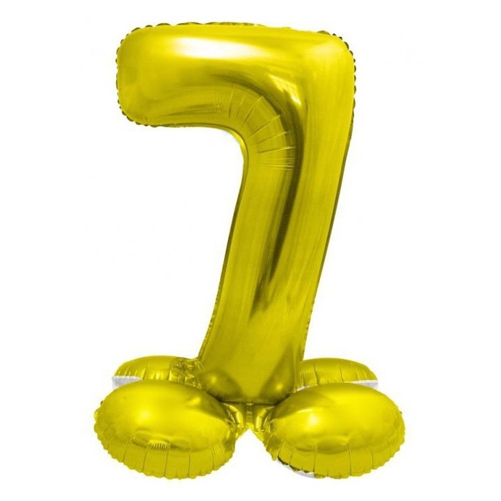 Фолиев балон цифра 7, Със стойка, Златист, 72 см