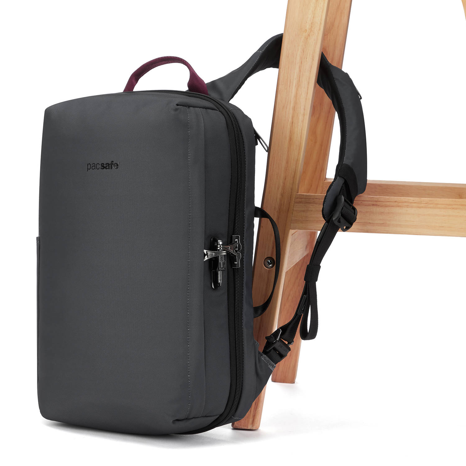 Rucsac antifurt pentru laptop, Pacsafe Metrosafe X 13", Poliester reciclat, Gri