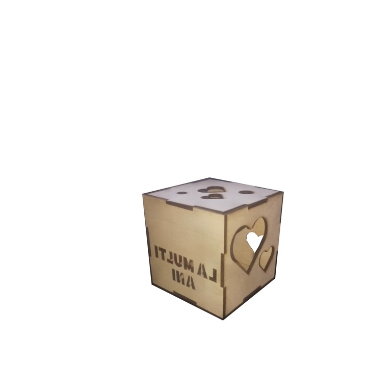 Cutie decorativa cu mesaj din lemn, Mos095, 12x12 cm, 4mm