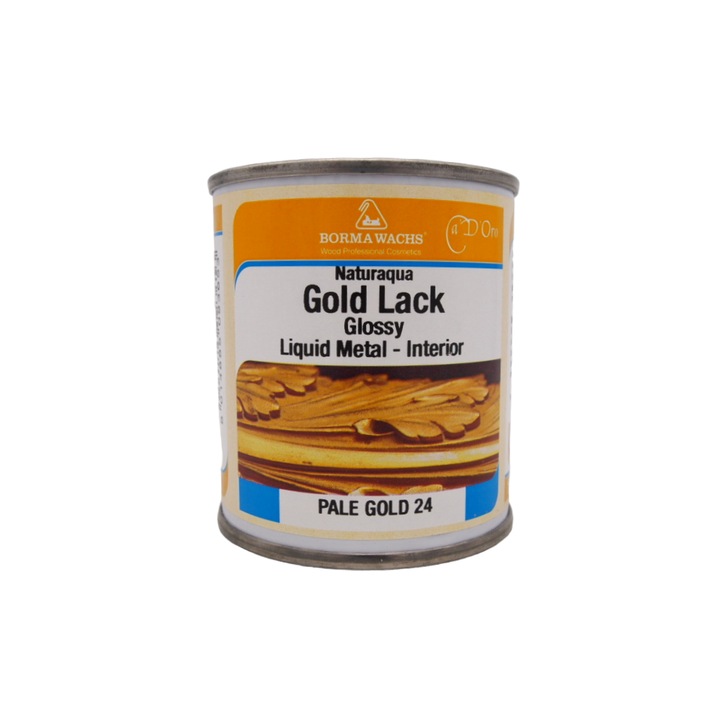 Foita metalica lichida pe baza de apa, Borma Wachs, Naturaqua Gold Lack, culoare Aur pal, 125 ml, lucios
