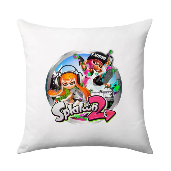 Perna decorativa Splatoon 2, Poliester, 40x40 cm, Alb