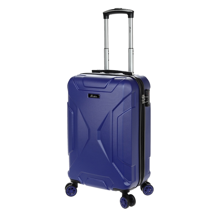 Куфар Stelxis ST 525, за ръчен багаж, 58 cm, С 4 колела, ABS, Тъмносин