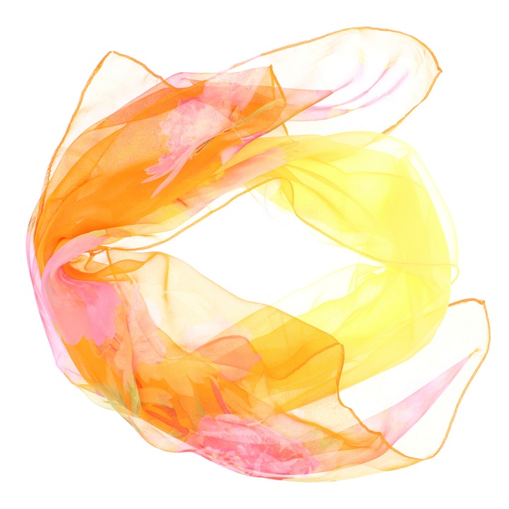 Esarfa, de dama, Buticcochet, din poliester, cu flori, 50x160 cm, Portocaliu - ES1820