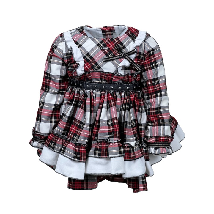 Rochie Boheme Vuelo carouri rosu - alb - negru 51, Multicolor