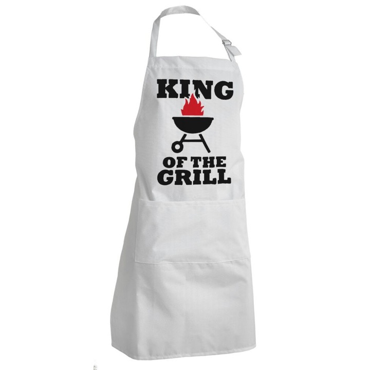 Sort de bucatarie, King of the Grill, Poliester, Alb/Negru
