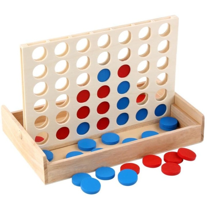 Logikai játék, 4 db egymás után, fa, Montessori típusú