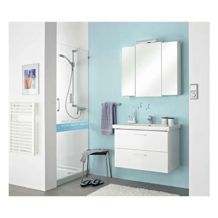 Baza Lavoar Suspendata, Pelipal Carina, 80 cm, 2 Sertare, Alb Lucios