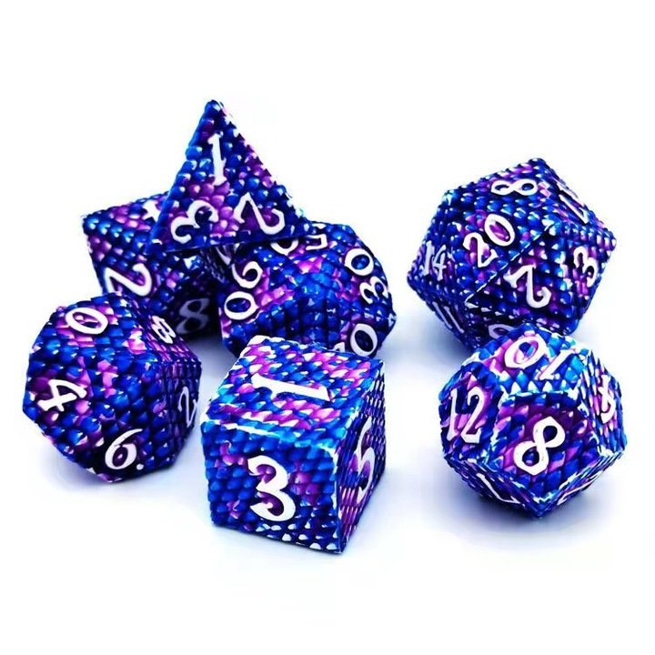 7 kockás készlet, RPG, fém, többszínű