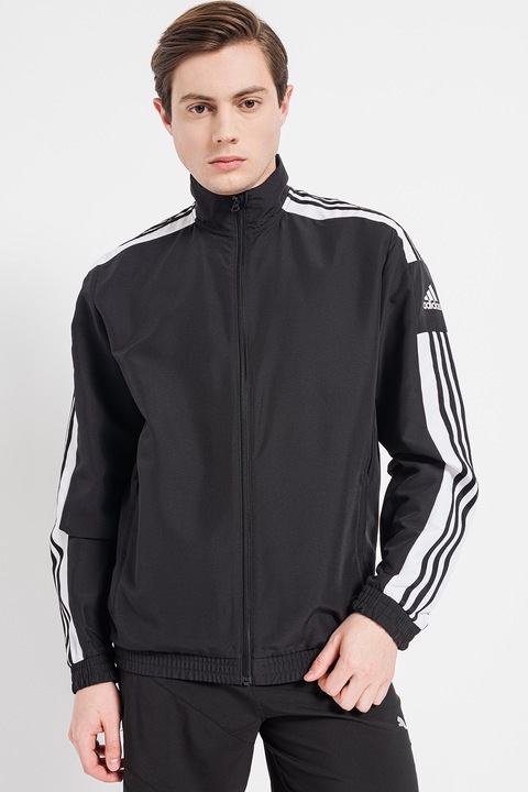 adidas Performance, Футболен суитшърт с цип, Бял/Черен