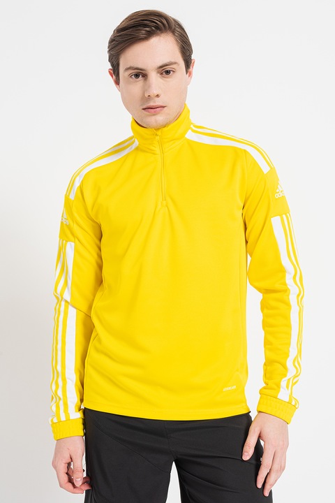 adidas Performance, Bluza cu fenta cu fermoar, pentru fotbal, Alb, Galben, 2XL