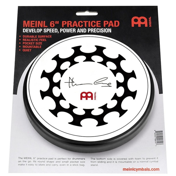 MPP-6-TL gyakorló pad, Meinl, Gumi/Hab, 6 hüvelyk, Fehér/Fekete