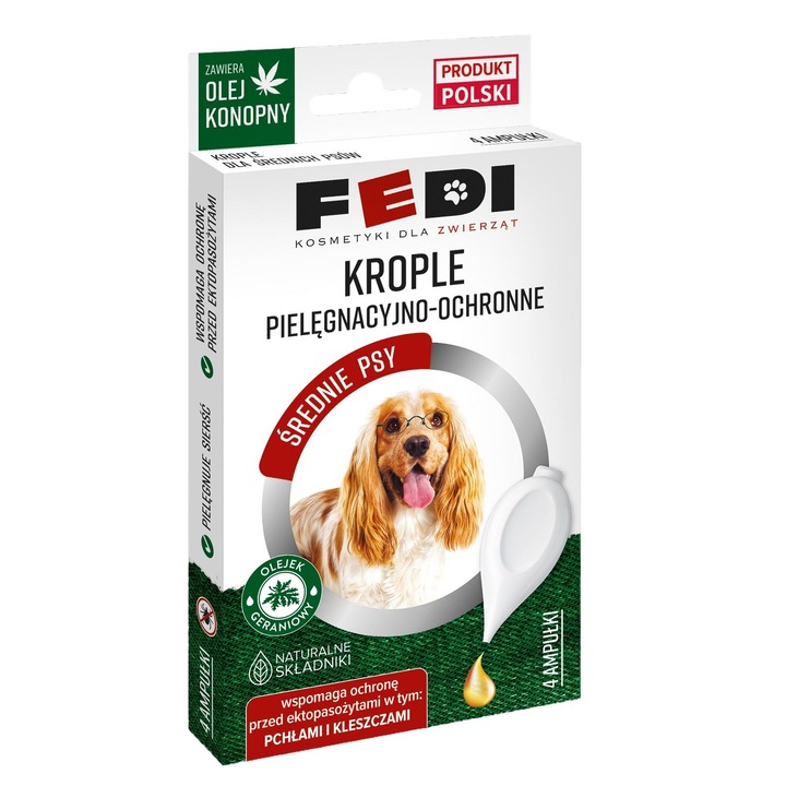 Капки против бълхи и кърлежи Fedi, За средни кучета, 4х2,5мл