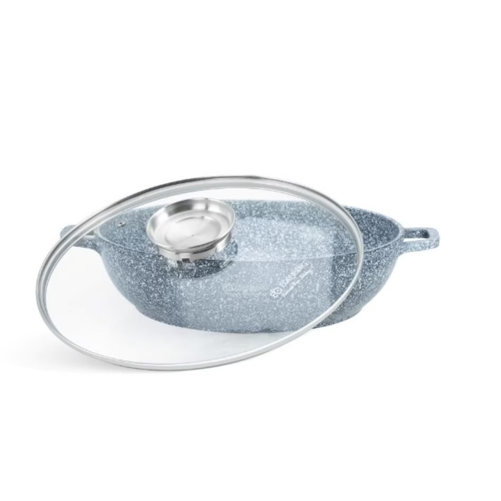 Cratita Joasa Alumıniu Granit cu Capac Stıcla 28CM 3.3L EB-8041 CTO2022