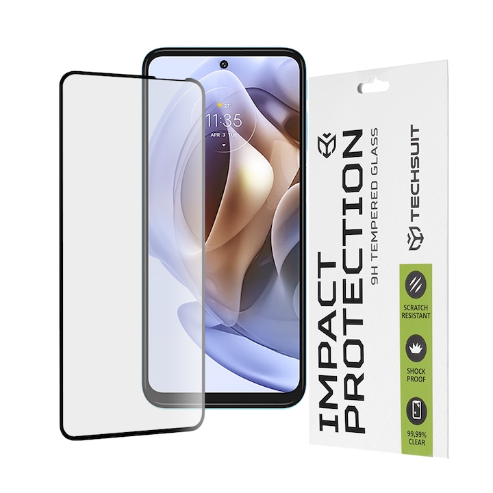 Стъклен Протектор за Motorola Moto G31 / Moto G41 / Moto G62 5G / Moto G71 5G - Techsuit Full Cover / Full Glue - Черен