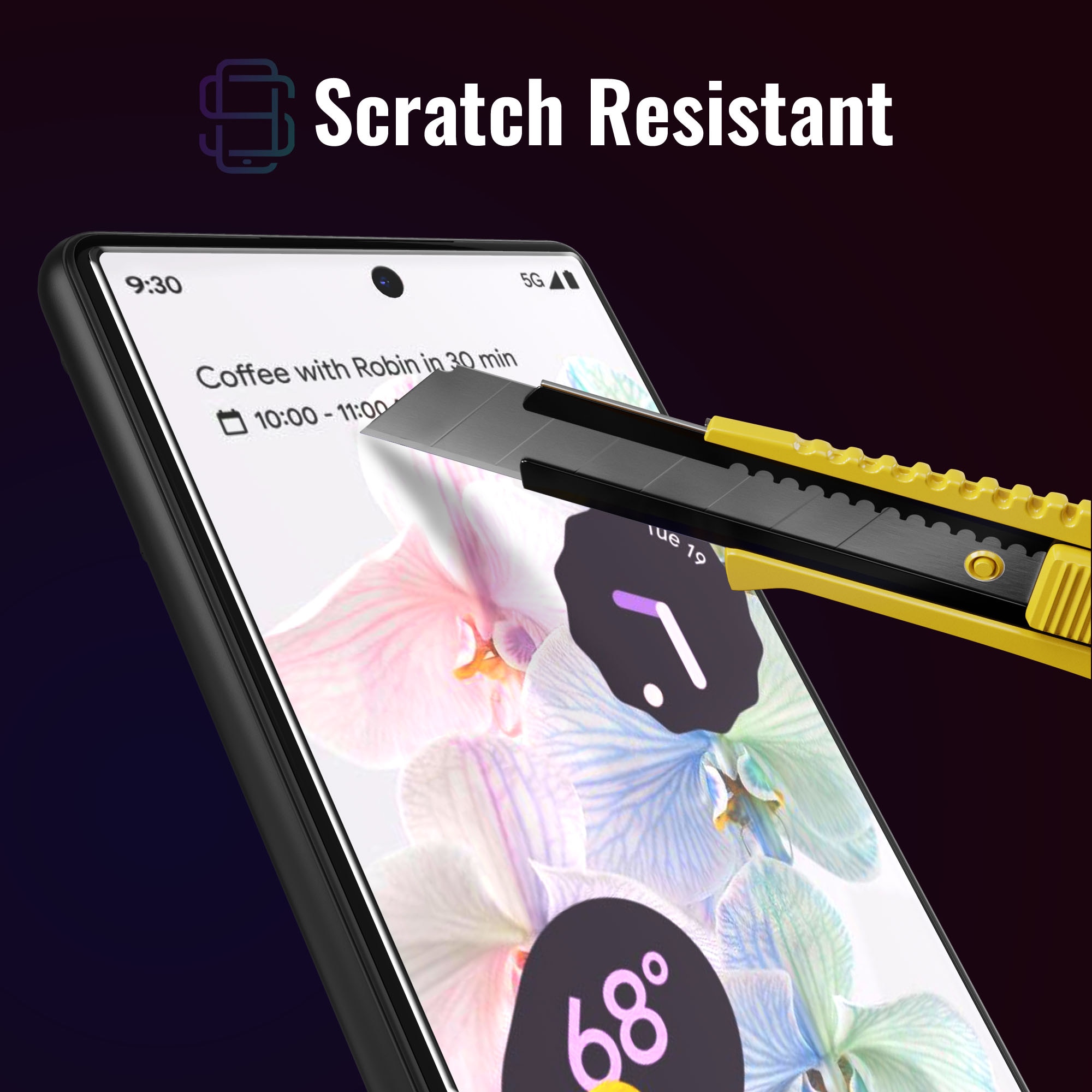 Set 2 Folii sticla compatibil cu Google Pixel 7A, DefenSlim, instalare usoara si rapida cu dispozitiv de potrivire automata in 30 sec cu Easy Install Kit patentat, protectie premium sticla securizata ecran telefon