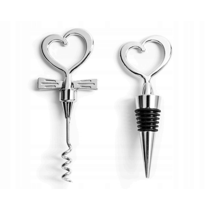 Set Tirbuson Si Dop, Gadget Master, In Forma De Inima, Set Ambalat In Cutie De Cadou Eleganta, Design Interesant Si Original, In Negru, 12 cm x 4.5 cm x 1.3 cm, Negru