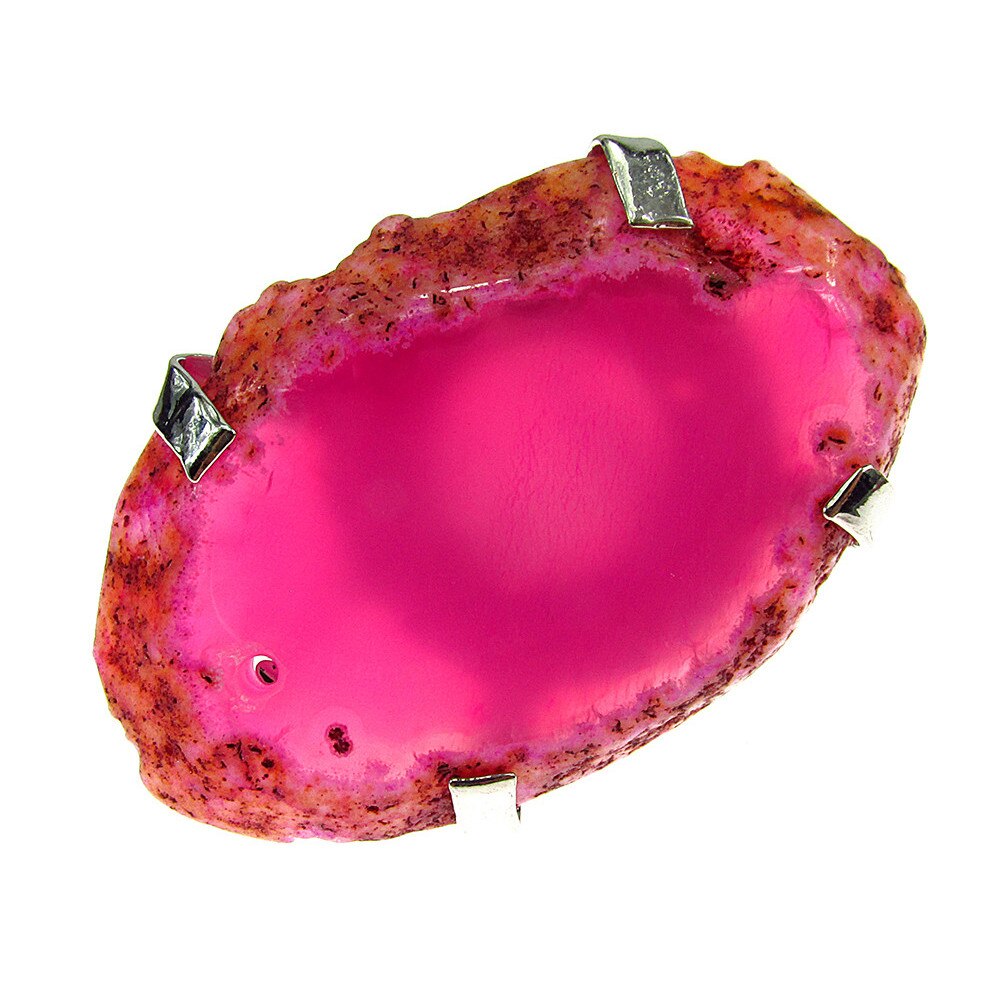 Inel reglabil statement masiv cu agat roz natural 4A - eMAG.ro