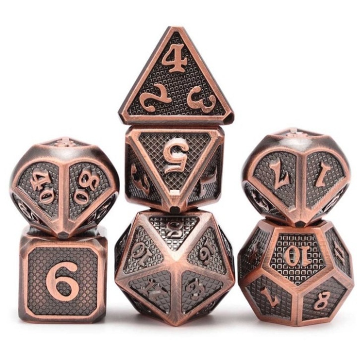 7 dobókocka készlet, RPG, Battlefield, Fém, Réz