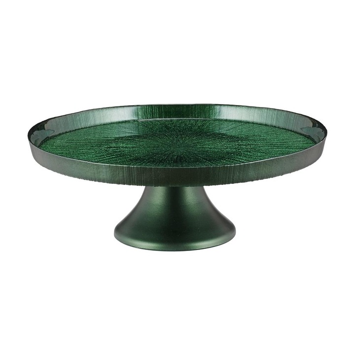 Suport pentru tort din sticla, Villa Italia, 28 cm, Verde