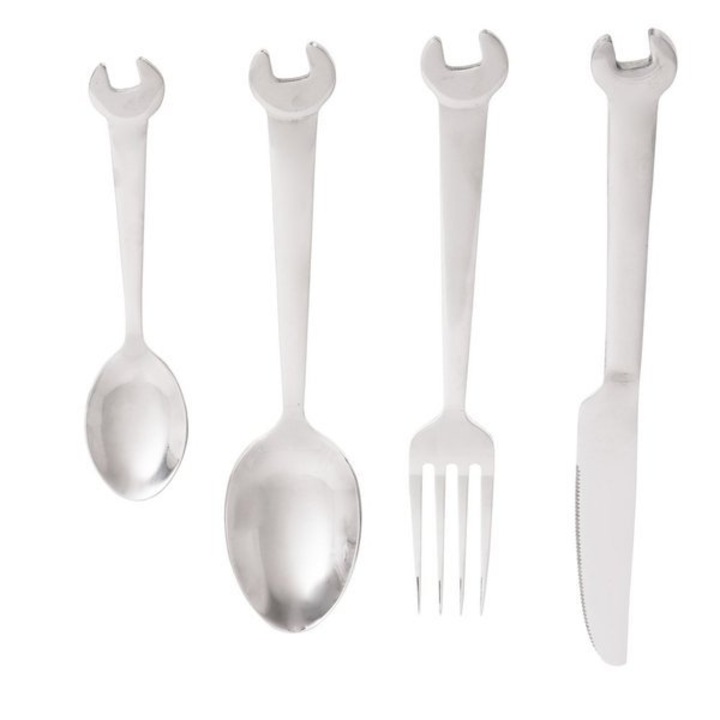 Прибори Gadget Master, Форма на механични ключове, Неръждаема стомана, Сребрист, Комплект от 4