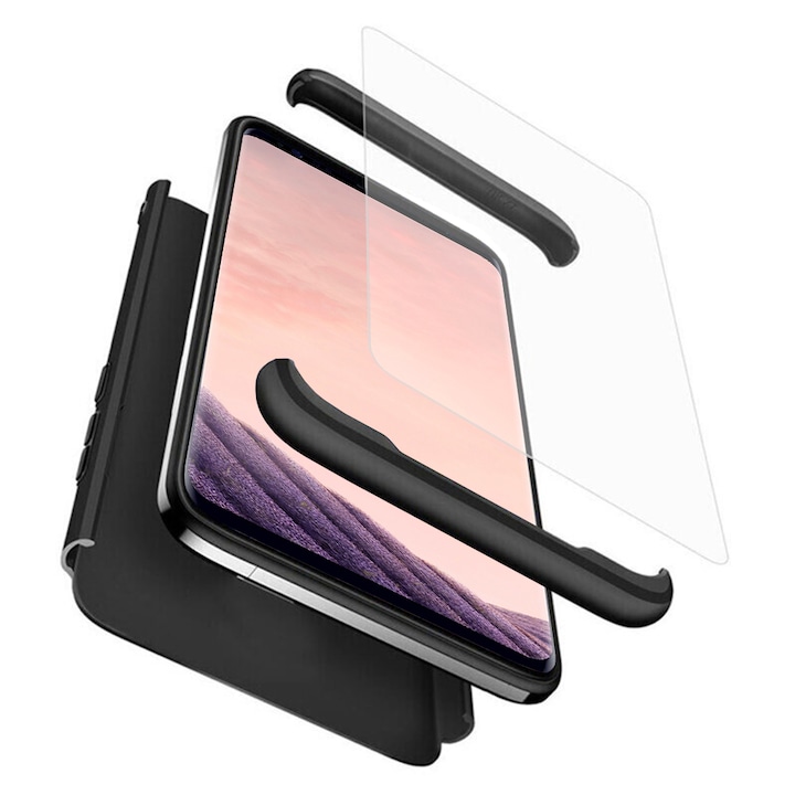 Калъф AZIAO 360° за Samsung Galaxy S8 Plus, супер тънък калъф, интелигентен дизайн, пълна защита, капак на екрана, включено фолио, комплект всичко в едно, черен