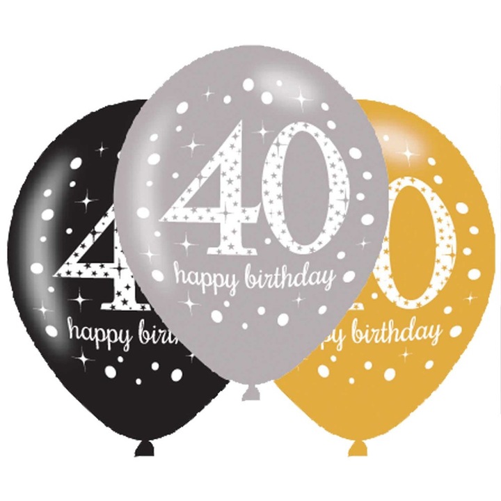 Комплект балони Happy Birthday 40, 6 броя