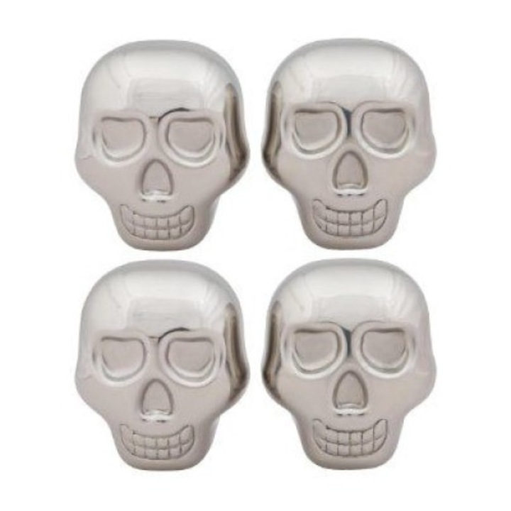 Комплект от 4 зара във формата на череп, Gadget Master, Metal, Silver