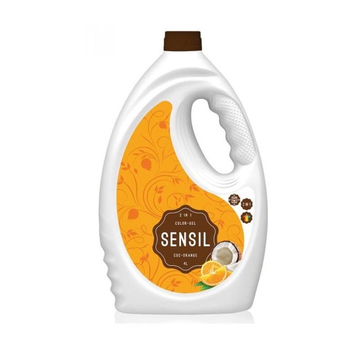 Detergent lichid SENSIL color 2in1 cocos si portocale 4L 40 spalari