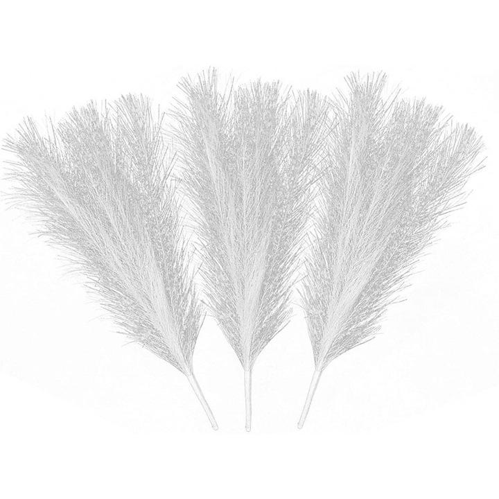 Iarba de Pampas Sintetica pentru Design, Amenajari si Decoratiuni Interioare, Material de Calitate Premium, Matase Fina, Inaltime 43.5 cm, Set 3 Fire Alb Natur, Original Deals