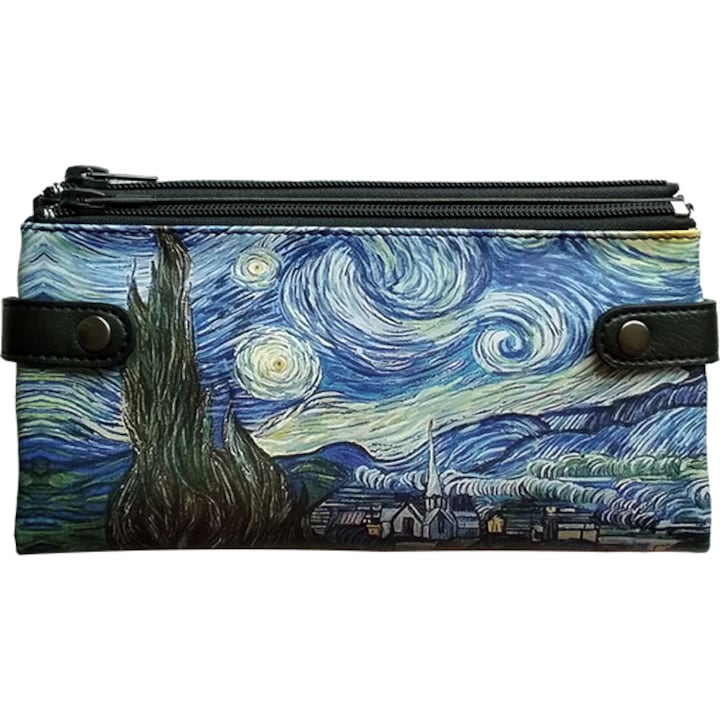 Portofel pentru femei Portofel mare - Handmade Greek - Noapte instelata - 19x2x10 cm