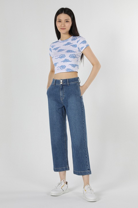 COLIN'S, Blugi cu croiala ampla si talie inalta, Albastru