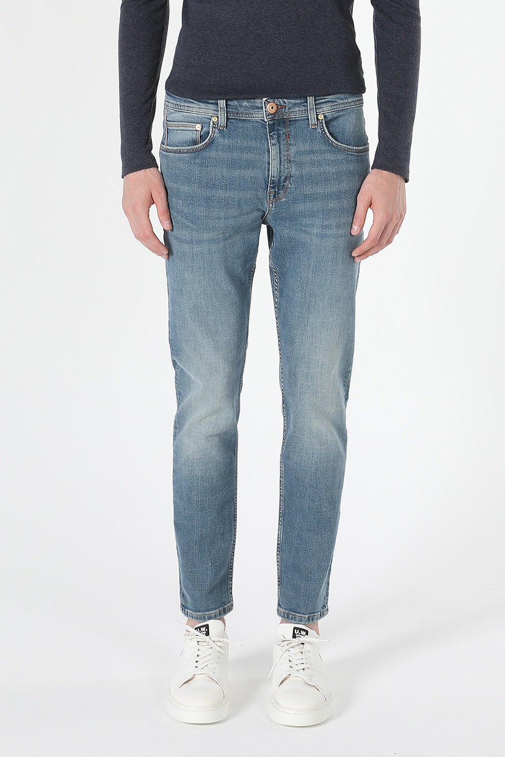 COLIN'S, Blugi slim fit cu talie medie, Albastru prafuit, W28-L32