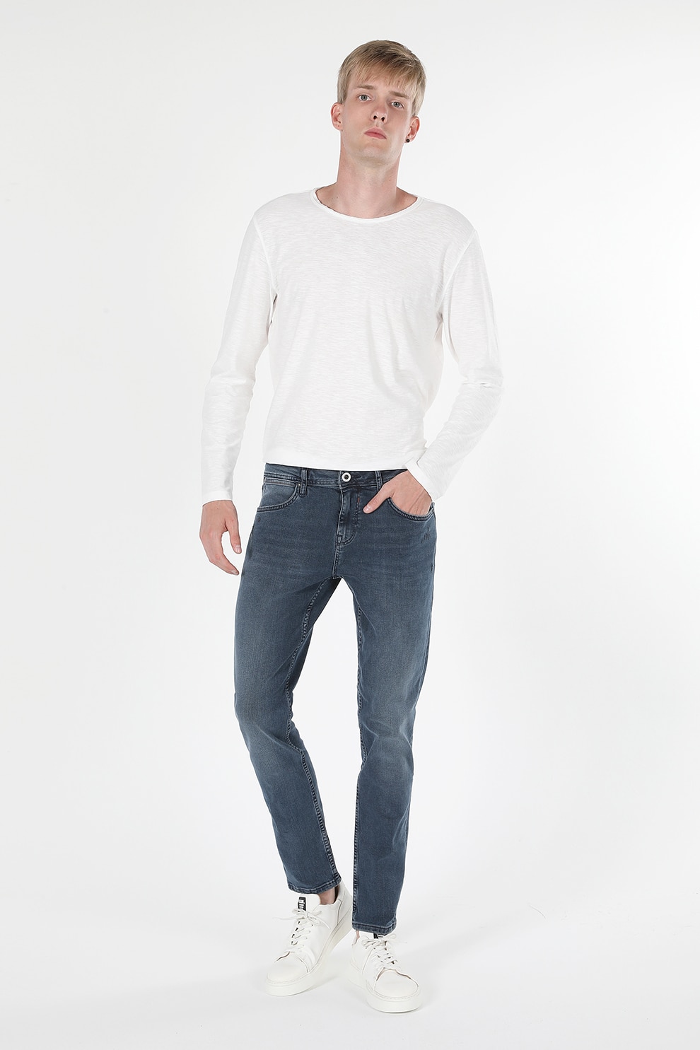 COLIN'S, Blugi regular fit cu aspect decolorat, Albastru marin, W28-L32