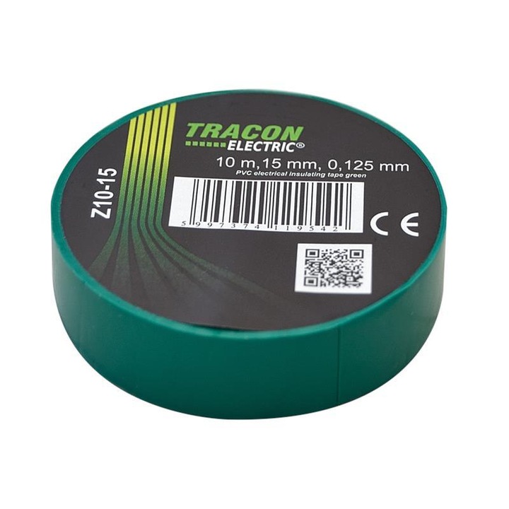 Banda izolatoare,Tracon Electric, 10mx15mm, Verde