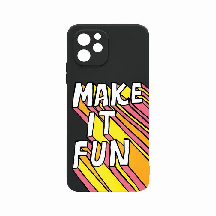 Husa BestCase®, Compatibila Cu Huawei nova Y61, Make It Fun, Rezistenta la uzura, Protectie Camera, Black Silicon Series, c-B 494