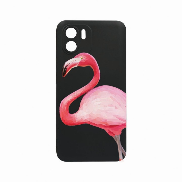 Husa BestCase®, Compatibila Cu Xiaomi Redmi A1, Flamingo, Rezistenta la uzura, Protectie Camera, Black Silicon Series, c-B 55