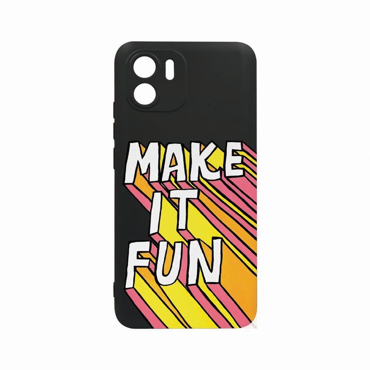 Husa BestCase®, Compatibila Cu Xiaomi Redmi A1, Make It Fun, Rezistenta la uzura, Protectie Camera, Black Silicon Series, c-B 494