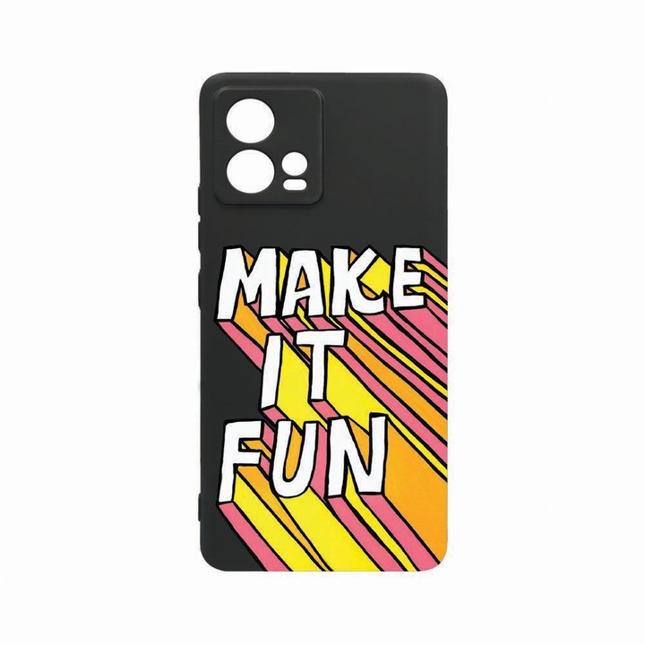 Husa BestCase®, Compatibila Cu Motorola S30 Pro 5G, Make It Fun, Rezistenta la uzura, Protectie Camera, Black Silicon Series, c-B 494