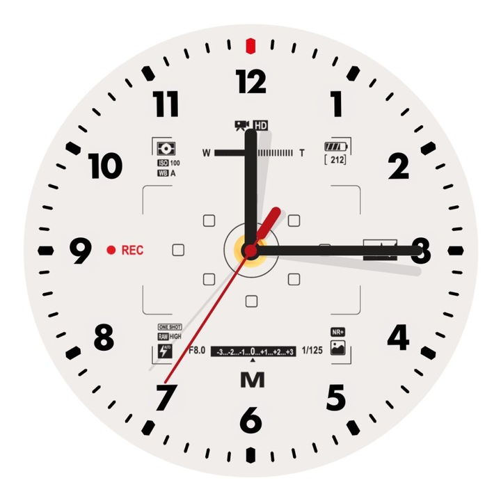 Ceas de perete cu quartz, Model cu Vedere camera, Lemn MDF, 20 cm, Multicolor