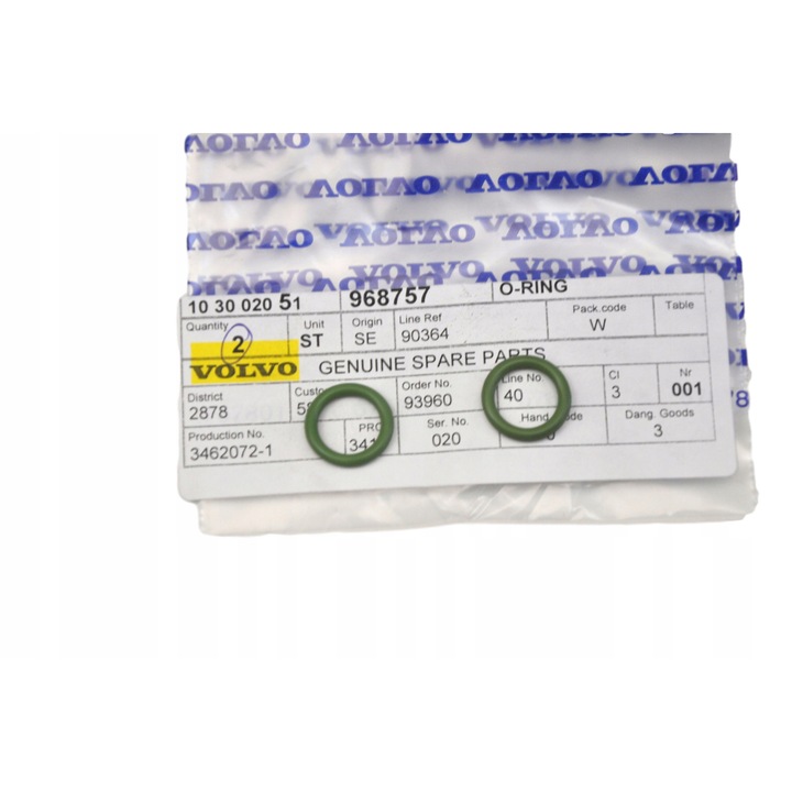 Hűtőtömlő O-gyűrű, Volvo, zöld