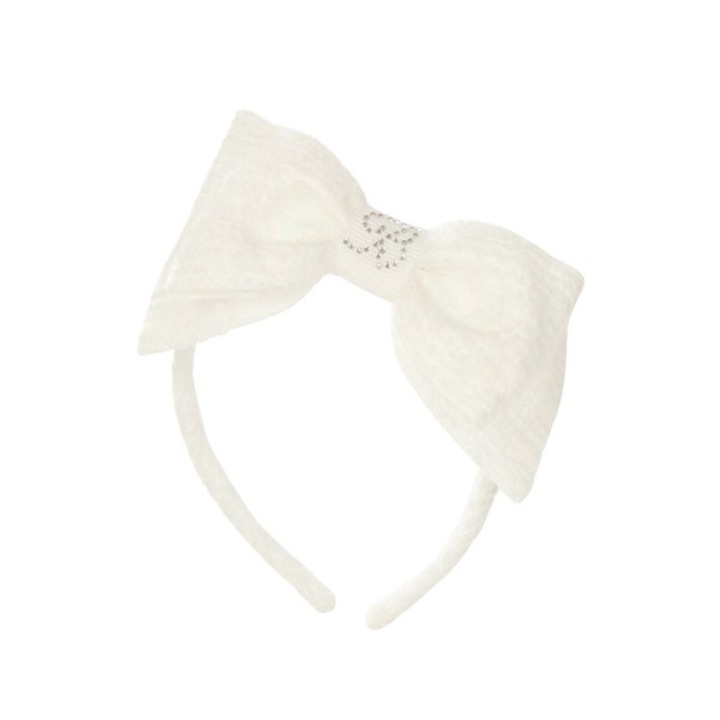 Bentita texturata crem cu strasuri argintii