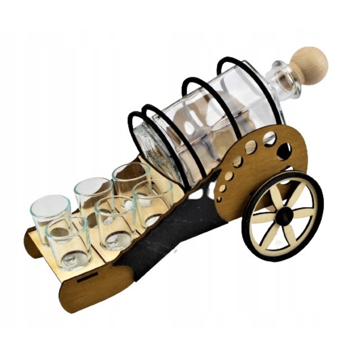 0,5 literes dekantáló és 6 db 25 ml-es pohár készlet, ágyús modell