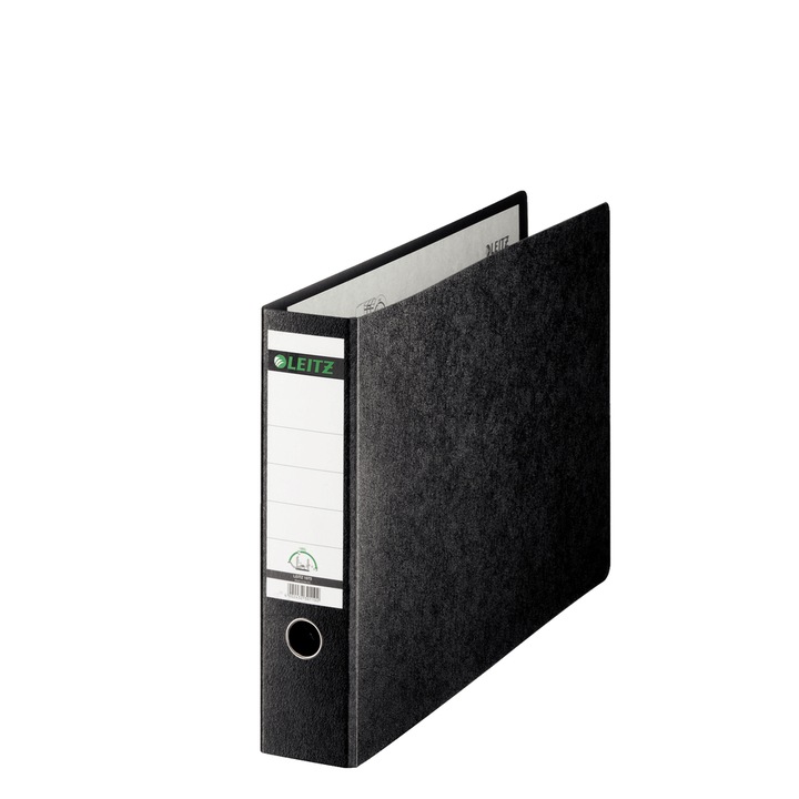 Biblioraft Leitz 180°, Carton, Partial Reciclat, Fsc, A3 Landscape, 80 Mm, Negru
